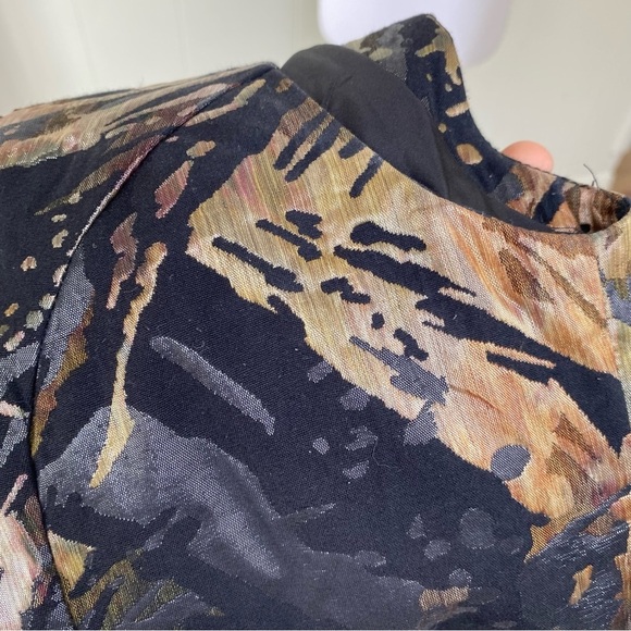 Teri Jon Jacquard Sleeveless Pencil Dress Embellished Jewel Neckline Metallic 16 - Picture 12 of 13